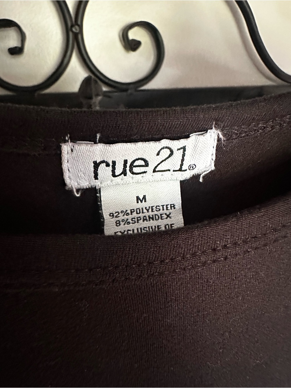 rue21 Black Tee with Red Rhinestone Rose & Silver Wing Graphic - Picture 3 of 4